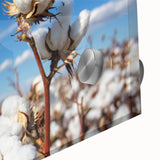 Close-up of a vibrant botanical wall art design featuring colorful flowers on cotton fabric, ideal for home decor, showcasing intricate details and textures.