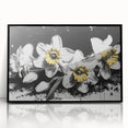 Framed wall art collection showcasing a botanical daffodil design in vibrant colors, featuring a sleek black frame for a modern aesthetic and elegant home decor.