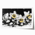 Vibrant daffodil botanical design wall art print showcasing intricate floral details, perfect for home decor enthusiasts seeking a touch of nature-inspired elegance.