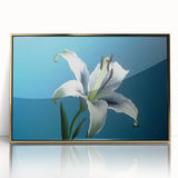 Framed wall art featuring a botanical daffodil design in vibrant colors, set in an elegant gold frame. Perfect for adding a touch of nature-inspired decor to any space.