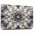 Vibrant botanical dahlia design wall art displayed in acrylic glass, showcasing rich colors and intricate details, perfect for enhancing home decor.