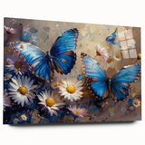 Acrylic glass wall art featuring a botanical daisy design in vibrant colors, showcasing intricate floral details and a sleek side view without pins, perfect for modern decor.