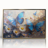 Framed botanical wall art featuring a vibrant daisy design, set against a gold-acrylic background, perfect for enhancing modern home decor.