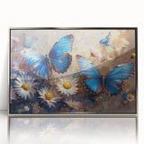 Framed wall art featuring a botanical daisy design on acrylic, showcasing vibrant colors and elegant silver framing, perfect for home decor and floral enthusiasts.