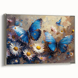 Framed botanical wall art featuring a delicate daisy design, showcasing vibrant colors and intricate details, presented in a sleek silver frame from a stylish side view.
