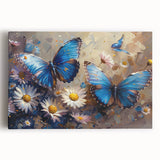 Stretched canvas wall art showcasing a vibrant botanical daisy design with intricate floral details in soft pastel colors, ideal for brightening home decor.
