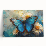 Botanical wall art featuring a vibrant daisy design on stretched canvas, showcasing bright colors and intricate floral details, perfect for home decor.