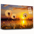Acrylic wall art featuring a botanical dandelion design, elegantly displayed with pins against a neutral backdrop, perfect for adding a touch of nature to home decor.