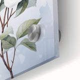 Close-up view of vibrant dogwood flowers in a botanical design, showcasing intricate details and colors, perfect for home decor or art collection.