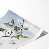Botanical wall art print showcasing a delicate dogwood flower design with soft pink and white hues, rolled for easy display and shipping, perfect for home decor.