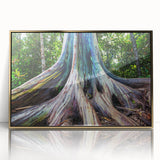 Framed wall art showcasing a botanical design with eucalyptus leaves in a gold-accented frame, adding elegance to home decor. Perfect for nature-inspired interiors.