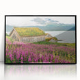 Framed wall art featuring a vibrant botanical fireweed design in acrylic with a sleek black frame, perfect for home decor. Ideal for nature lovers and modern interiors.