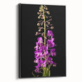 Framed canvas wall art featuring a botanical fireweed design in vibrant colors, displayed from the side against a neutral background, ideal for home decor.