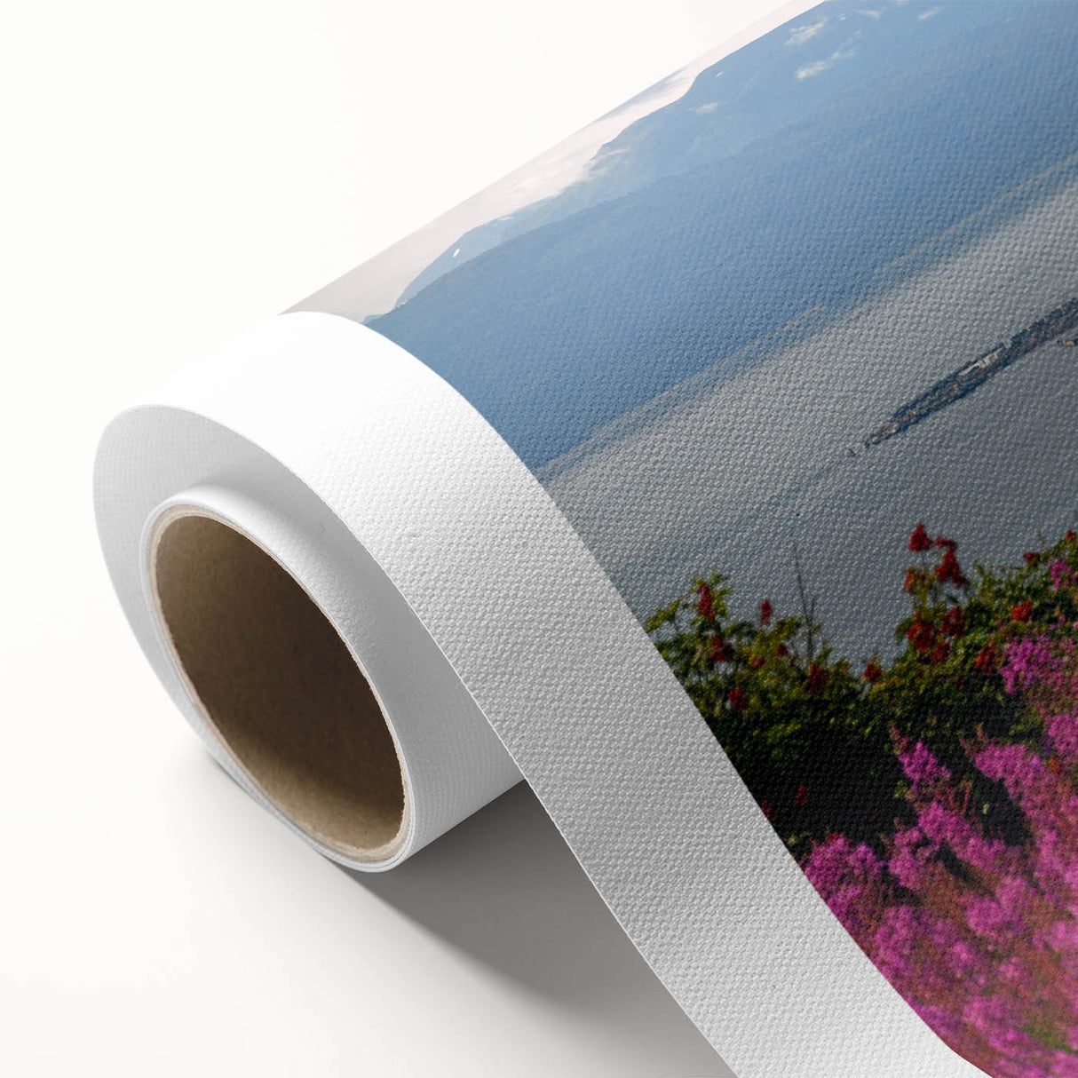 Vibrant rolled canvas art showcasing a botanical fireweed design with intricate floral details, ideal for home decor. Features rich colors and a textured finish.