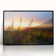 Framed botanical wall art featuring vibrant fireweed flowers in a black frame, showcasing intricate details and vivid colors, perfect for home decor.