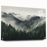Close-up of a side view of a botanical forest wall art piece featuring vibrant floral designs, acrylic glass finish, and decorative pins for easy display.