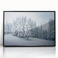 Framed wall art featuring a botanical forest design with colorful flowers and trees, set in a sleek black frame, ideal for enhancing home decor.