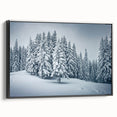 Framed canvas wall art showcasing a botanical forest design with colorful flowers and lush greenery, presented from a black side view. Ideal for nature-themed decor.