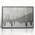 Framed wall art featuring a botanical forest design with colorful flowers and trees, presented in a sleek black frame, perfect for home decor.