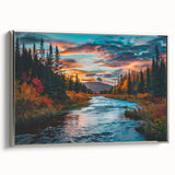 Framed wall art featuring a botanical forest design with colorful flowers and trees, presented in a stylish silver frame showcasing vibrant nature elements.