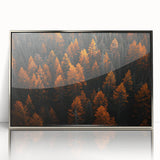 Framed wall art featuring a botanical forest design with colorful flowers and trees, presented in a sleek silver frame, ideal for nature-inspired decor.