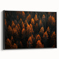 Framed wall art featuring a botanical forest design with vibrant flowers and trees, showcasing a black frame and a side view that highlights its depth and texture. Perfect for nature-themed decor.