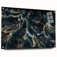 Acrylic glass wall art collection showcasing a botanical forest design with vibrant flowers and trees, displayed from a side view, highlighting its artistic details and sturdy pins. Perfect for enhancing interior decor with nature-inspired aesthetics.