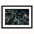 Framed botanical wall art featuring a forest design with vibrant flowers and trees, presented in a sleek black frame with a mat, ideal for home decor.