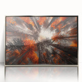 Framed acrylic wall art featuring a vibrant botanical forest design with colorful flowers and trees, set against a silver frame, perfect for home decor.