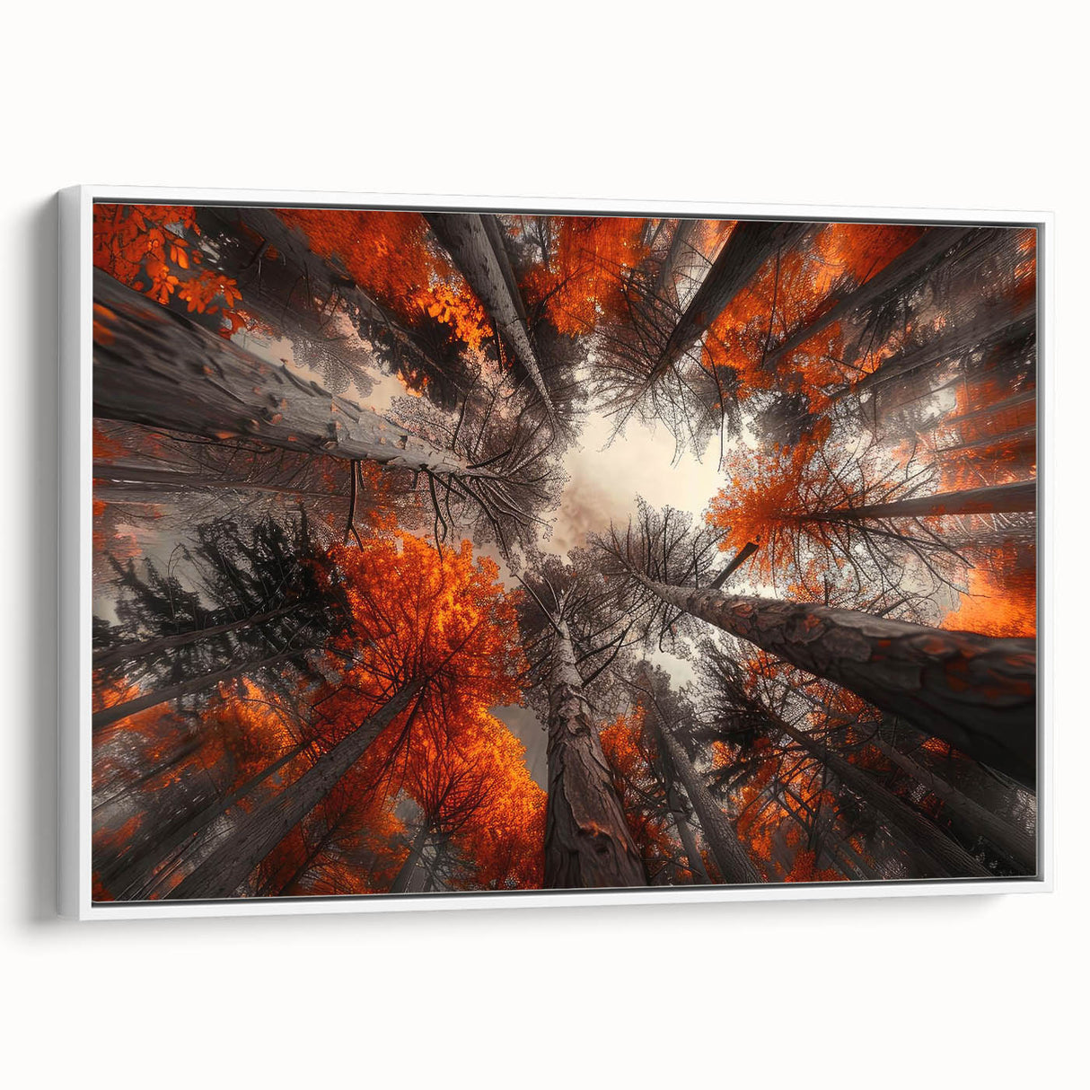 Framed wall art showcasing a botanical forest design with colorful flowers and trees, set against a white background, ideal for home decor and nature enthusiasts.