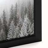 Framed canvas wall art displaying a close-up of a botanical forest design, featuring vibrant flowers and trees in a harmonious arrangement, perfect for home decor.
