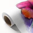 Vibrant hibiscus floral design on rolled canvas wall art, showcasing intricate botanical details and rich colors, ideal for home decor enhancement.
