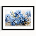 Framed botanical wall art featuring a delicate iris design, showcasing vibrant colors against a sleek black frame, ideal for home decor enhancement.