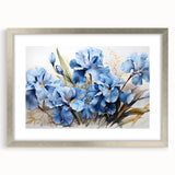 Botanical wall art featuring an elegant iris design in a silver frame with a white mat, perfect for enhancing home decor with floral elegance and sophistication.