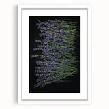 Framed botanical wall art featuring a lavender design with a white mat, showcasing delicate flower illustrations, perfect for home decor and enhancing aesthetics.