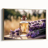 Framed botanical wall art design featuring delicate lavender flowers on a textured canvas, set in a chic gold frame, ideal for home decor enhancement.