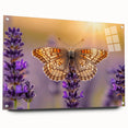 Botanical wall art featuring a vibrant lavender design, framed in acrylic glass with visible mounting pins, showcasing a modern and elegant aesthetic for home decor.