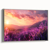 Framed wall art featuring a botanical lavender design on canvas, showcased in a sleek silver frame, highlighting intricate floral details and vibrant colors. Perfect for adding a touch of elegance to any room decor.