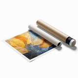 Botanical wall art print showcasing vibrant flowers and detailed green leaves, designed for home decor, rolled for easy framing and display. Perfect for nature enthusiasts.