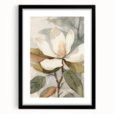 Framed botanical wall art collection showcasing vibrant flowers and leaves in a sleek black frame with a mat, designed to enhance home decor aesthetics. Perfect for nature enthusiasts seeking elegant wall decorations.