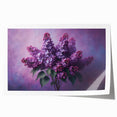 Botanical wall art print showcasing vibrant lilac flowers and rich green leaves, rolled for easy shipping and display in home decor. Perfect for nature lovers.