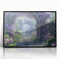 Framed wall art collection featuring a vibrant lilac botanical design, showcased in a sleek black frame, ideal for enhancing home decor with floral elegance.