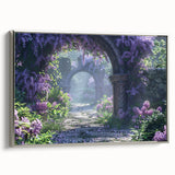 Framed wall art featuring a botanical design of lilacs in soft purple hues, elegantly displayed with a silver frame, perfect for enhancing home decor.