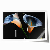 Botanical wall art print showcasing a detailed illustration of vibrant lilies in shades of pink and white against a soft green background, packaged for easy display.