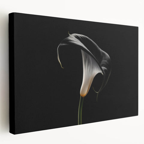 Stretched canvas wall art featuring a botanical lily design in vibrant colors, showcasing intricate floral details. Ideal for home decor, adding a touch of nature.