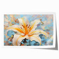 Botanical wall art print featuring vibrant lilies in an elegant design, rolled and ready for display, ideal for home decor enthusiasts and flower lovers.