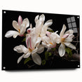 Elegant botanical wall art featuring a magnolia design in vibrant colors, displayed in a sleek acrylic frame with pins, ideal for enhancing home decor.