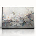 Framed wall art showcasing a botanical magnolia design, featuring intricate floral details with a black frame, perfect for modern home decor and enhancing interior aesthetics.