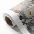 Botanical wall art featuring a vibrant magnolia design on rolled canvas, showcasing intricate floral details and soft pastel colors, ideal for home decor.