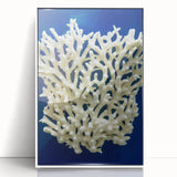 Framed wall art featuring a vibrant botanical marine plants design with intricate floral details, set against a white background, ideal for home decor.